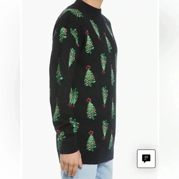 [M]  The Rail mens long crew neck xmass tree print sweater - Picture 2 of 10